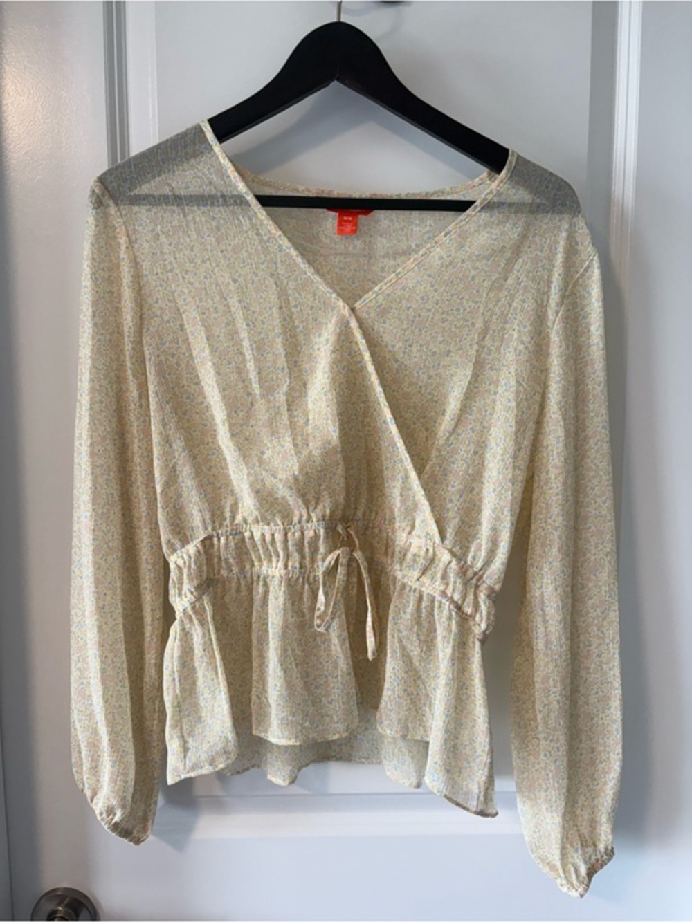 Joe Fresh Floral Faux Wrap Peplum Blouse Size Medium